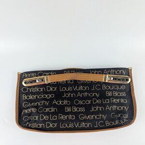 Novelty Designer Names Purse Vintage 80s 90s Handbag Clutch Sliding Handles